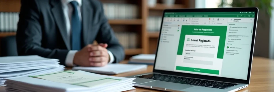 Advogado compara carta com AR físico e e-mail registrado em tela de notebook